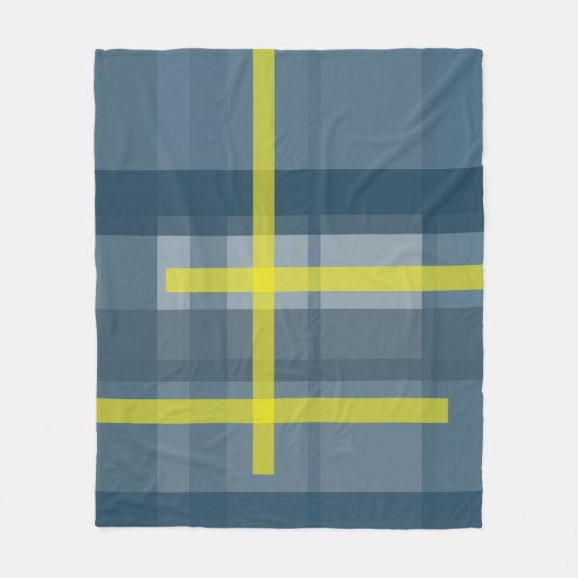 Couverture Polaire Motif plaid bleu et jaune (Devant)
