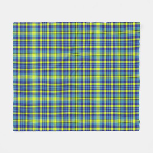 Couverture Polaire Motif Plaid bleu jaune vert tatan (Devant (Horizontal))