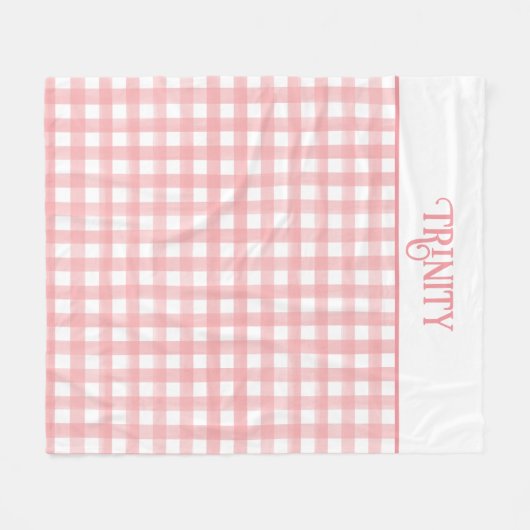 Couverture Polaire Motif Plaid classique rose et blanc En vichy (Devant (Horizontal))