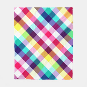 Couverture Polaire Motif Plaid Funky Arc-en-Ciel Moyen Blanche polair
