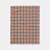 Couverture Polaire Motif Plaid Orange et Bleu (Devant)
