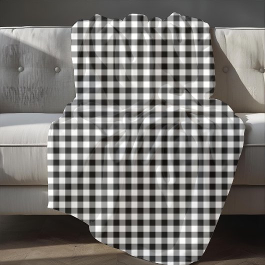 Couverture Polaire Motif Plaid Rustique Noir Et Blanc