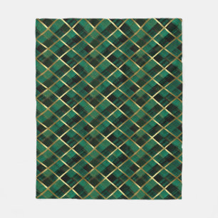 Couverture Polaire Motif Plaid Vert Et Or De Noël