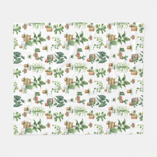 Couverture Polaire Motif Plante aquarelle (Devant (Horizontal))