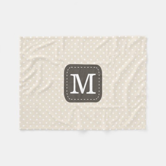 Couverture Polaire Motif Pois Beige Cosy Avec Monogramme Personnalisé (Devant (Horizontal))