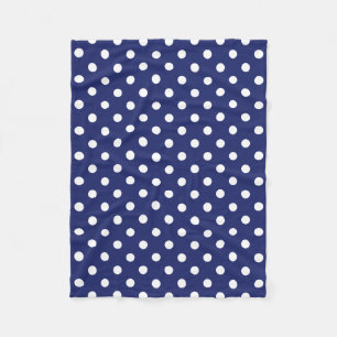 Couverture Polaire Motif Pois Blanc Bleu marine
