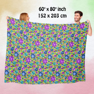 Couverture Polaire Motif pois rose bleu Turquoise -