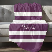 Couverture Polaire Motif Purple Et White Stripes Nom Imprimer