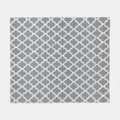 Couverture Polaire Motif Quatrefoil gris et blanc (Devant (Horizontal))