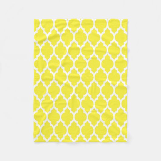 Couverture Polaire Motif Quatrefoil Marocain Blanc Jaune #4 (Devant)
