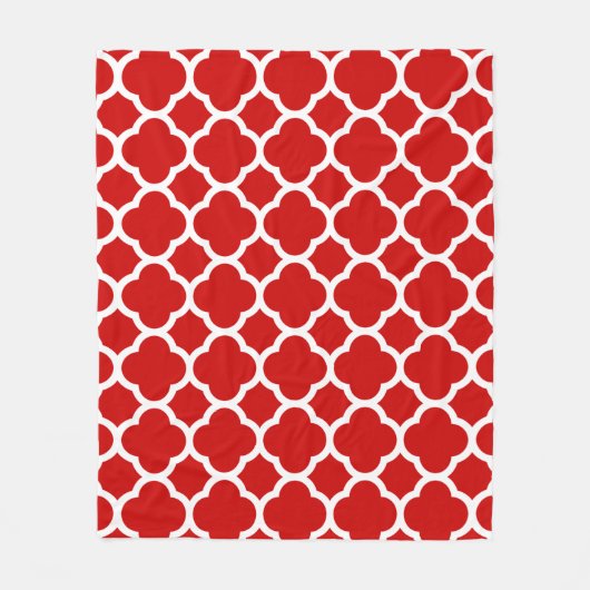 Couverture Polaire Motif Quatrefoil rouge et blanc (Devant)