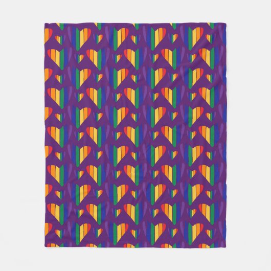 Couverture Polaire Motif Rainbow Hearts (Devant)