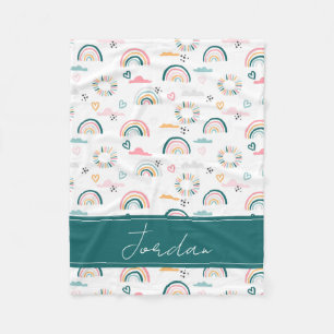 Couverture Polaire Motif Rainbows & Hearts