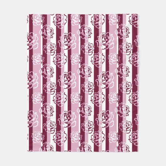 Couverture Polaire Motif rayé avec des roses (Devant)