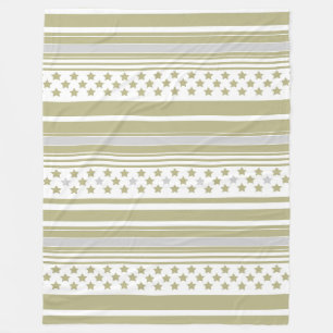 Couverture Polaire Motif rayé olive avec étoiles
