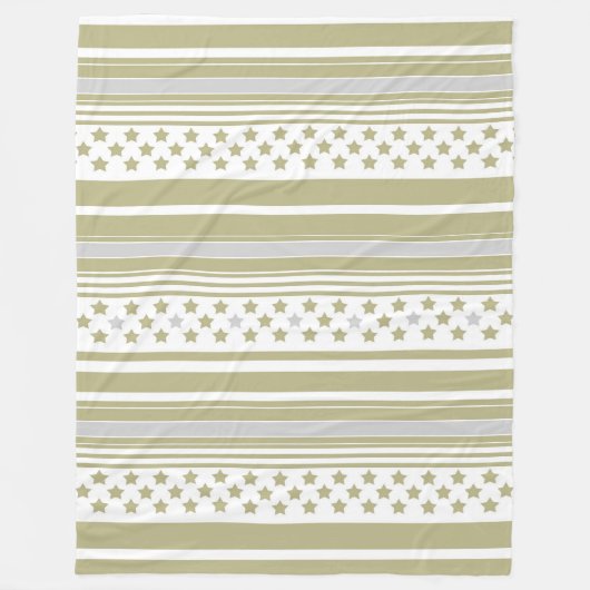 Couverture Polaire Motif rayé olive avec étoiles (Devant)