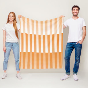 Couverture Polaire Motif rayé orange et blanc