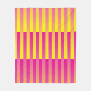 Couverture Polaire Motif rayé orange jaune rose