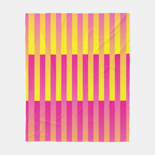Couverture Polaire Motif rayé orange jaune rose (Devant)