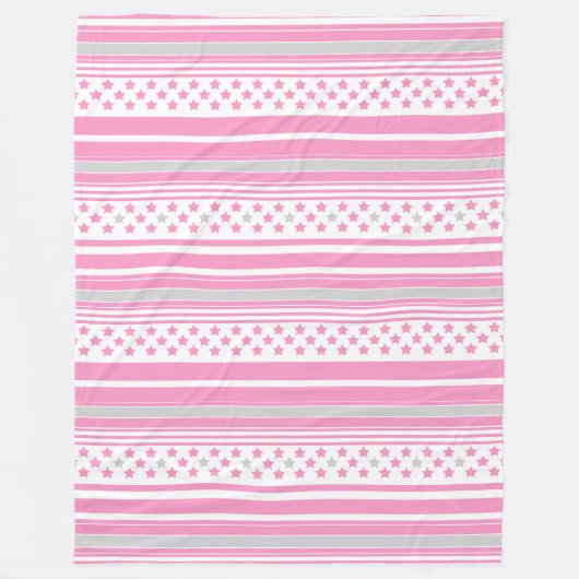 Couverture Polaire Motif rayé rose avec étoiles (Devant)