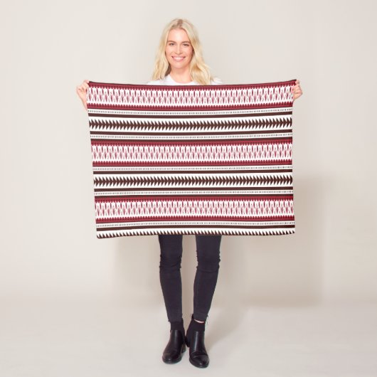 Couverture Polaire motif rayé rouge et blanc (En situation)