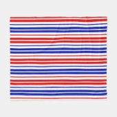 Couverture Polaire Motif rayures blanches rouges bleues (Devant (Horizontal))