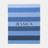 Couverture Polaire Motif rayures bloc de couleur bleue Nom Impression (Devant)