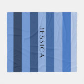 Couverture Polaire Motif rayures bloc de couleur bleue Nom Impression (Devant (Horizontal))