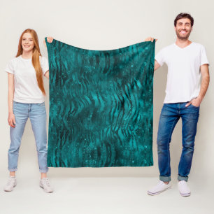 Couverture Polaire Motif rayures de tigre ombré sarcelle pailleté Gla