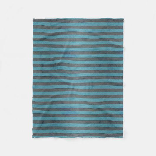 Couverture Polaire Motif rayures sarcelle et gris (Devant)