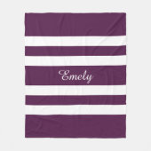Couverture Polaire Motif rayures violet et blanc Nom Impression (Devant)