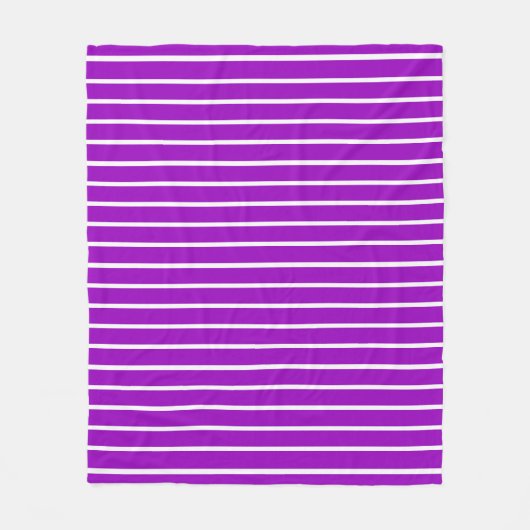 Couverture Polaire Motif rayures violettes et blanches (Devant)