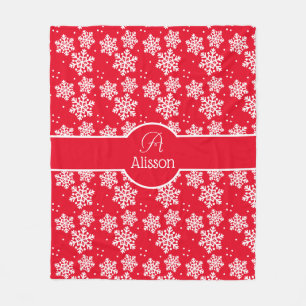 Couverture Polaire Motif Red Snowflake