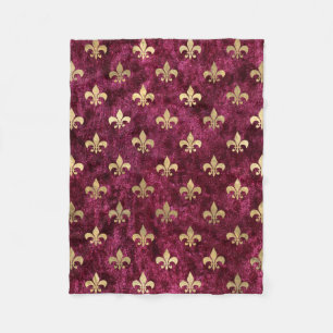 Couverture Polaire Motif Red Velvet Fleur De Lis Mardi Gras Orleans