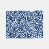 Couverture Polaire Motif Répétant de feuille tropicale blanche et ble (Devant (Horizontal))