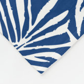 Couverture Polaire Motif Répétant de feuille tropicale blanche et ble (Coin)