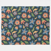 Couverture Polaire Motif Rétro Fleurs Groovy (Devant (Horizontal))