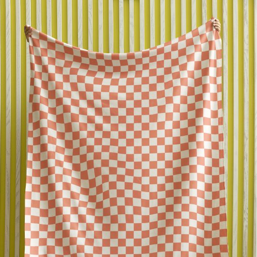 Couverture Polaire Motif Retro Orange Pastel Check