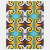 Couverture Polaire Motif rétro tendance en jaune, bleu, marron, blanc (Devant)