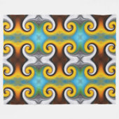 Couverture Polaire Motif rétro tendance en jaune, bleu, marron, blanc (Devant (Horizontal))