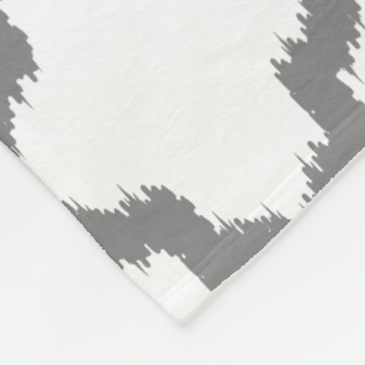 Couverture Polaire Motif réversible Ikat blanc et gris (Coin)
