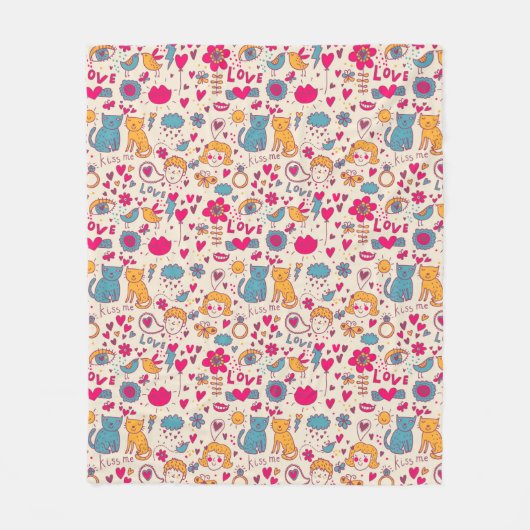 Couverture Polaire Motif romantique coloré (Devant)