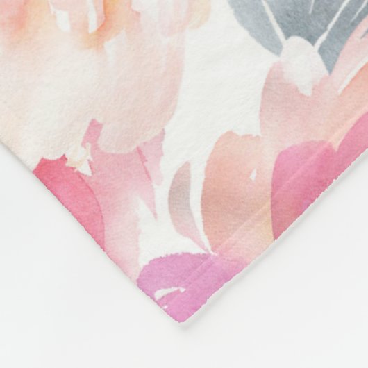 Couverture Polaire Motif rose Aquarelle Peony (Coin)
