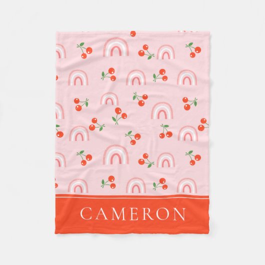 Couverture Polaire Motif rose arc-en-ciel cerise (Devant)