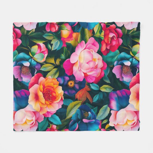 Couverture Polaire Motif rose chic et dynamique (Devant (Horizontal))