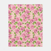 Couverture Polaire Motif rose d'aquarelle rose (Devant)