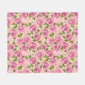 Couverture Polaire Motif rose d'aquarelle rose (Devant (Horizontal))