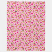 Couverture Polaire Motif rose de coeur de chiwawa (Devant)