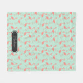Couverture Polaire Motif rose de Flamant rose avec le prénom (Devant (Horizontal))