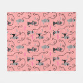 Couverture Polaire Motif rose de jupe de caniche rétro et noir de les (Devant (Horizontal))